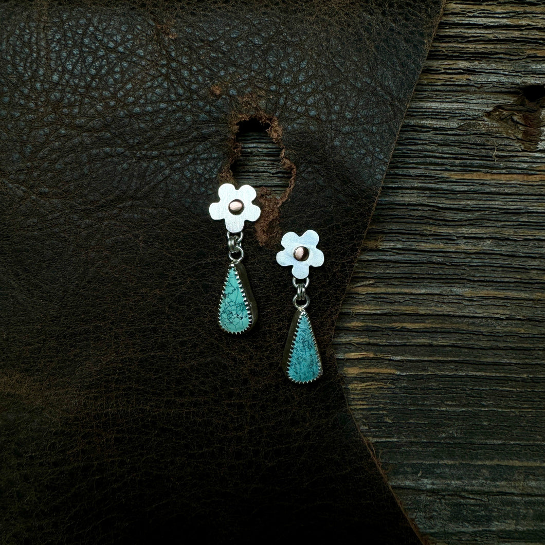Bloom Studs With Turquoise Drops